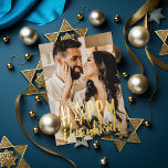 Happy Hanukkah Star Holiday Photo Silver Foil Card<br><div class="desc">Real foil "happy hanukkah" with star of david as "A" over full bleed photo. Choose your foil colour: gold,  silver or rose gold,  and backer colour. Add more photos to the back or write a message.</div>
