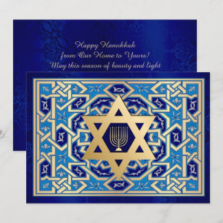 Happy Hanukkah. Star of David and Menorah Cards