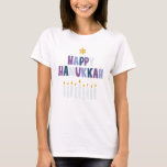 Happy Hanukkah Star Of David Candles Modern Jewish T-Shirt<br><div class="desc">This modern holidays design features the text "Happy Hanukkah" in modern typography accented with a Star of David and candles #hanukkah #jewish #hanukkahtshirts</div>