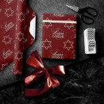 Happy Hanukkah Star of David Classic Red Silver Wrapping Paper<br><div class="desc">Minimal classic silver Bar/Bat Mitzvah and Hanukkah modern Star of David against a solid background creates an elegant,  sophisticated design. For other coordinating colours or matching products,  visit JustFharryn @ Zazzle.com or contact the designer,  c/o Fharryn@yahoo.com  All rights reserved. #zazzlemade #christmasdecor</div>