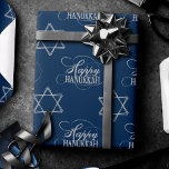 Happy Hanukkah Star of David Classic Silver Navy Wrapping Paper<br><div class="desc">Minimal classic silver Bar/Bat Mitzvah and Hanukkah modern Star of David against a solid background creates an elegant,  sophisticated design. For other coordinating colours or matching products,  visit JustFharryn @ Zazzle.com or contact the designer,  c/o Fharryn@yahoo.com  All rights reserved. #zazzlemade #christmasdecor</div>