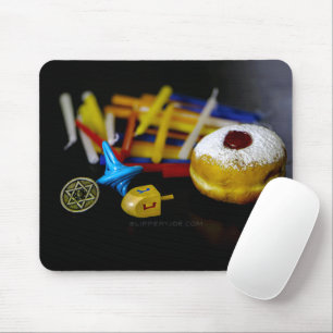 Happy Hanukkah, Star of David coin, menorah colorf Mouse Pad