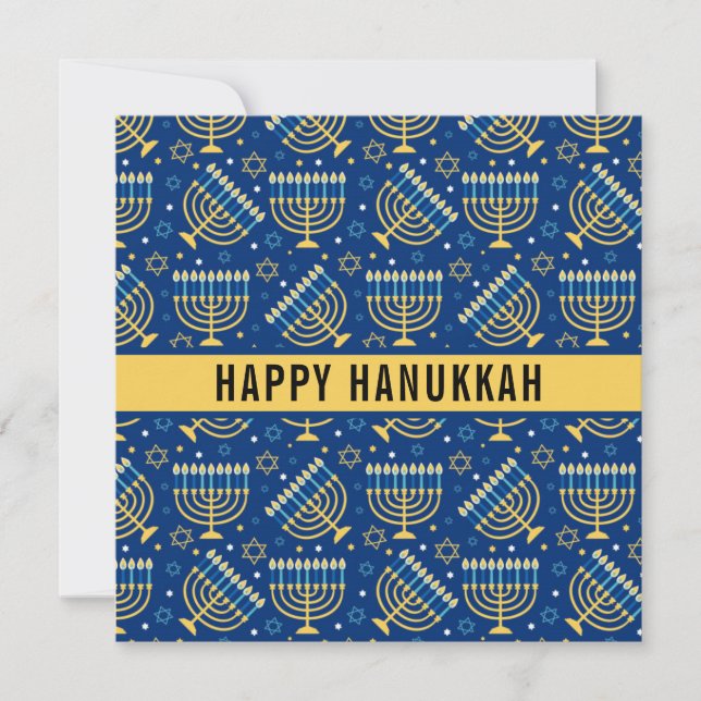 Happy Hanukkah Star of David Cute Trendy  Holiday Card (Front)