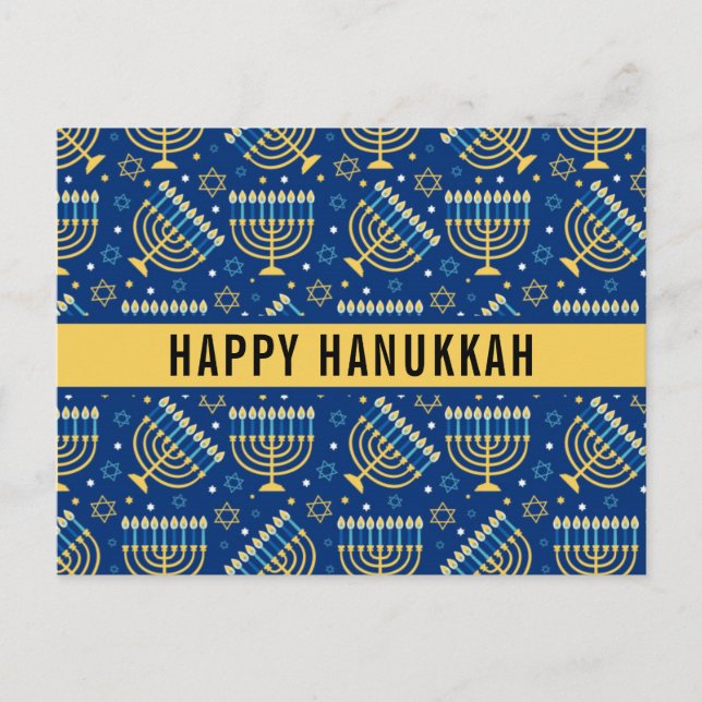 Happy Hanukkah Star of David Cute Trendy  Holiday Postcard (Front)
