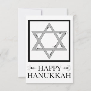 happy hanukkah : star of david elegant flourish invitation