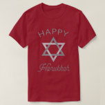 Happy Hanukkah Star of David Glitter T-Shirt<br><div class="desc">Hanukkah 2022 will begin in the evening of Sunday 18 December and ends in the evening of Monday 26 December</div>