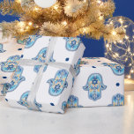 Happy Hanukkah Star of David Hamsa Hand White Blue Wrapping Paper<br><div class="desc">Add a touch of divine protection to your Hanukkah (or Chanukah) gifts with our Star of David and Hamsa Hand on white and blue Happy Hanukkah wrapping paper! This wrapping paper is like a blessing in every sheet, featuring the sacred symbols of Hanukkah – the Star of David and Hamsa...</div>