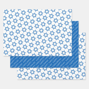 Happy Hanukkah Star of David Holiday Faith Wrapping Paper Sheet