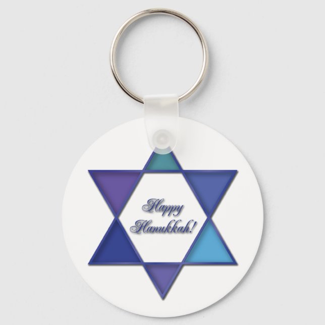 Happy Hanukkah Star of David Keychain (Front)