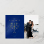 Happy Hanukkah Star of David Menorah<br><div class="desc">Happy Hanukkah Star of David Menorahdesign photo holiday card with real foil</div>