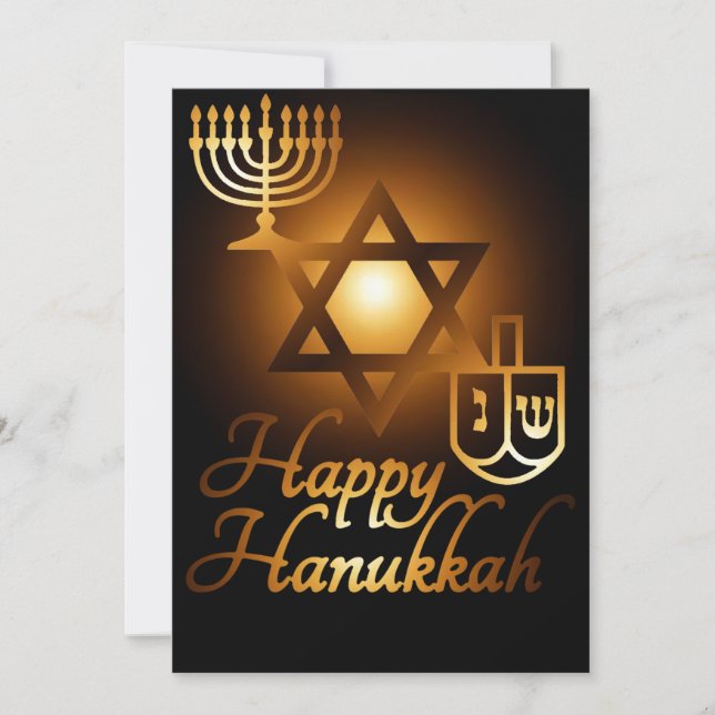 Happy Hanukkah star of David menorah dreidel  Invitation (Front)