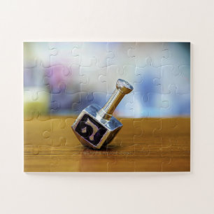 Happy Hanukkah Star of David menorah Dreidel Slipp Jigsaw Puzzle