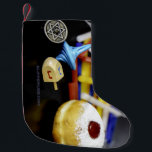 Happy Hanukkah Star of David menorah Dreidel Slipp Small Christmas Stocking<br><div class="desc">Happy Hanukkah Star of David menorah Dreidel SlipperyJoe's Celebration Candles Jewish Hebrew Chanukah gifts decorations Judaism religion artistic</div>