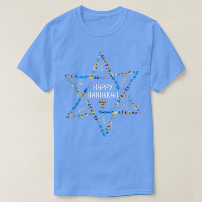 Happy Hanukkah Star Of David Menorah Jewish Chanuk T-Shirt (Design Front)