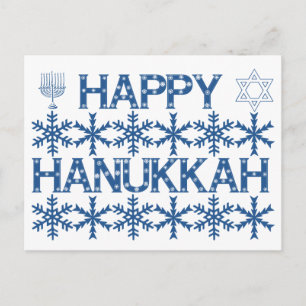 Happy Hanukkah Star of David Menorah Snowflakes Postcard