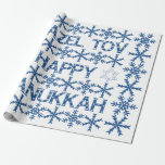 Happy Hanukkah Star of David Menorah Snowflakes Wrapping Paper<br><div class="desc">Happy Hanukkah Star of David Menorah Snowflakes Pattern Blue and White Israel Flag Colours Elegant Gift Wrapping Paper Hebrew Festival of Light Jewish Holiday Season</div>