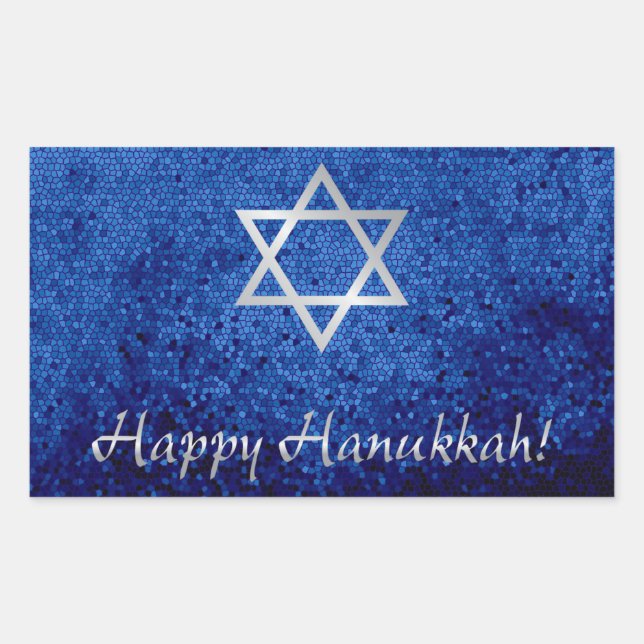 Happy Hanukkah Star of David Rectangular Sticker (Front)