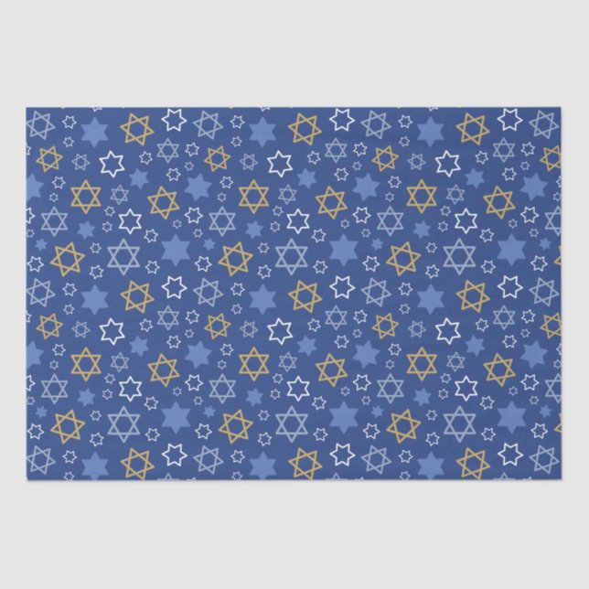 Happy Hanukkah Star of David Tissue Paper (Front)