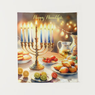 Happy Hanukkah Tapestry