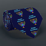 Happy Hanukkah Tie<br><div class="desc">Personalised gifts that say "Happy Hanukkah" feature Jewish Star and candles ready to light each special night.  Happy holidays and have a wonderful New Year!</div>