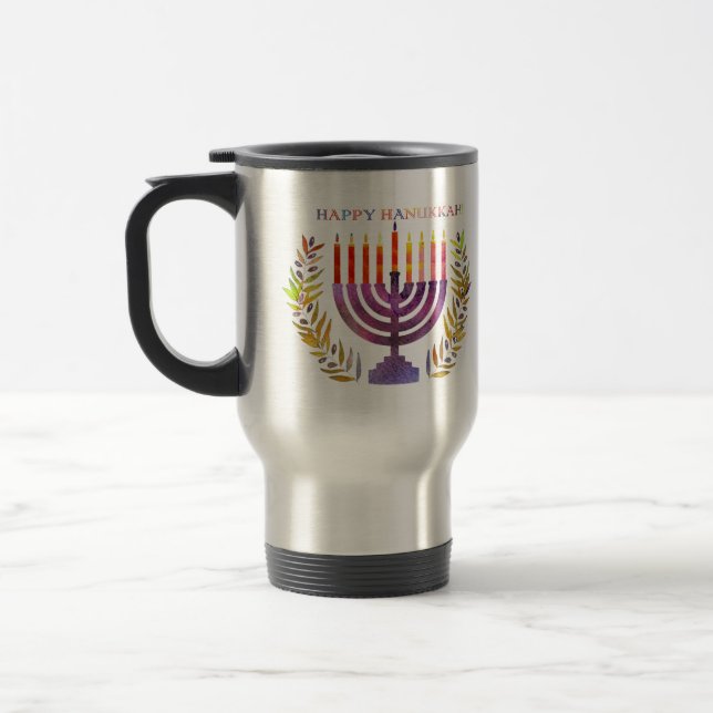 Happy Hanukkah Travel Mug (Left)