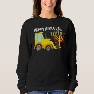 Happy Hanukkah Trucks Loader Menorah Chanukah Sweatshirt