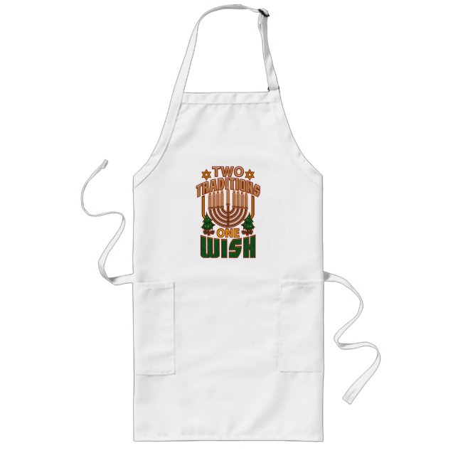 Happy Hanukkah Two Traditions One Wish Christmas Long Apron (Front)