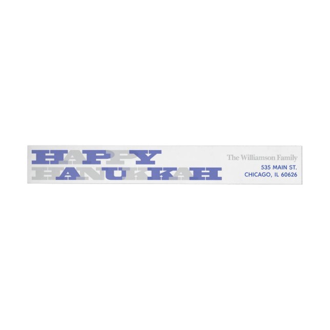 Happy Hanukkah Typography Wrap Around Label (Individual)