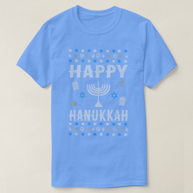 Happy Hanukkah Ugly Holiday  T-Shirt (Design Front)