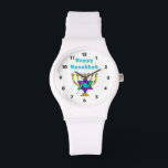Happy Hanukkah Watch<br><div class="desc">Personalised gifts that say "Happy Hanukkah" feature Jewish Star and candles ready to light each special night.  Happy holidays and have a wonderful New Year!</div>
