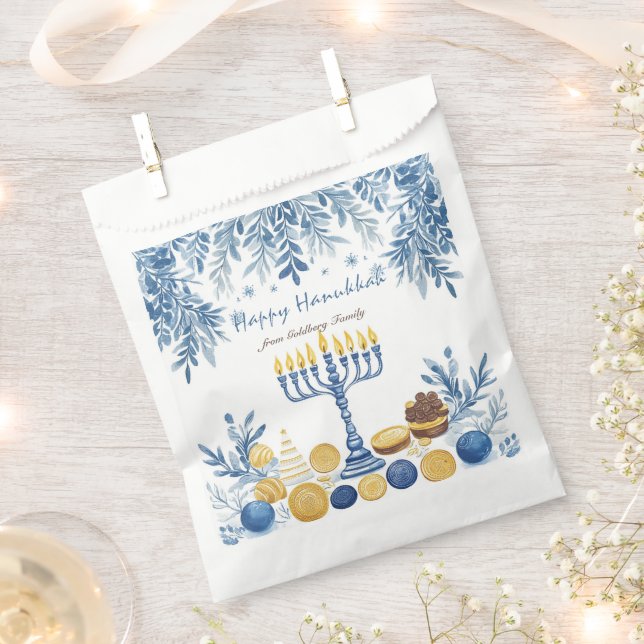 🕎 Happy Hanukkah, watercolor  Favour Bags (Clipped)