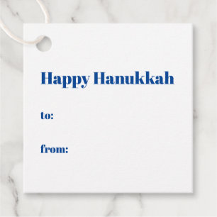 Happy Hanukkah white and blue to from minimalist Favour Tags