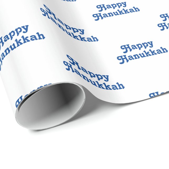 Happy Hanukkah white blue Jewish Holiday Gift Wrapping Paper (Roll Corner)
