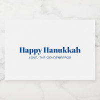 Happy Hanukkah white blue minimalist personalised