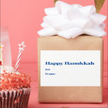 Happy Hanukkah white blue to from blank minimalist Rectangular Sticker<br><div class="desc">Happy Hanukkah blue and white to from blank cute minimalist modern simple elegant Hanukkah stickers and labels.
Fully customisable blue text on white solid plain background.</div>