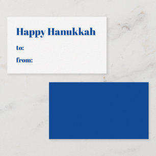 Happy Hanukkah white blue to from blank modern Enclosure Card