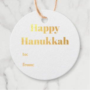 Happy Hanukkah white blue to from simple modern Favour Tags