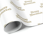 Happy Hanukkah white gold cute typography pattern Wrapping Paper<br><div class="desc">Happy Hanukkah white gold cute typography pattern Wrapping Paper.

Faux gold typography pattern on white background.

This wrapping paper is great for Hanukkah,  Chanukah,  bar mitzvah,  bat mitzvah,  Shabbat and Jewish Holidays.</div>