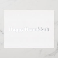 Happy Hanukkah white silver typography minimalist
