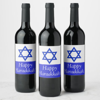 Happy Hanukkah wine stickers