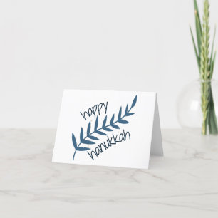 Happy Hanukkah (with Blue Leaves) Thank You Card