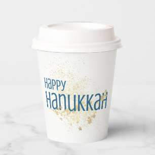 Happy Hanukkah (with Gold Foliage) Paper Cups