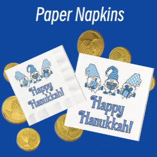 Happy Hanukkah with Three Gnomes  Napkin
