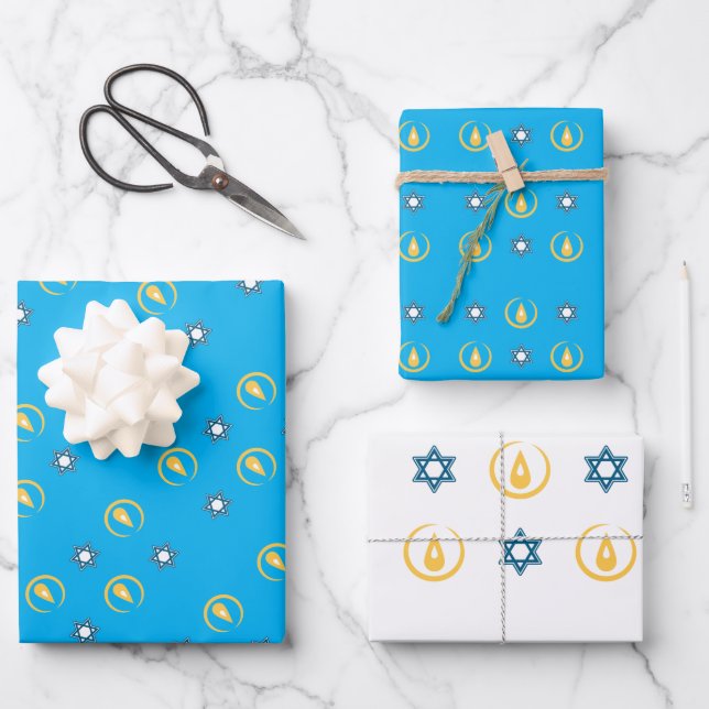Happy Hanukkah Wrapping Paper Sheet (Front)