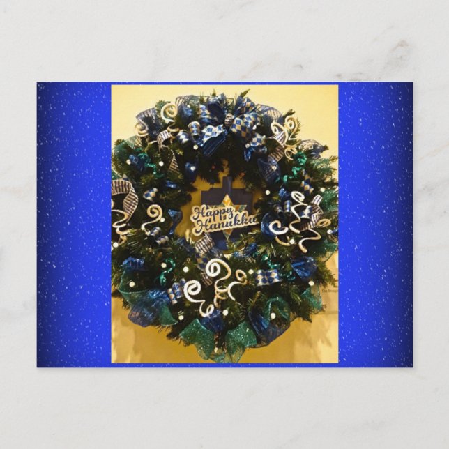 Happy Hanukkah Wreath Jewish Holiday Greeting Postcard (Front)