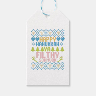Happy Hanukkah Ya Filthy Schmuck Jewish Sweater Gift Tags