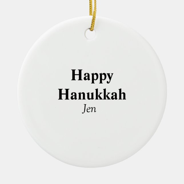 Happy Hanukkah your name text image editable  Ceramic Tree Decoration (Front)