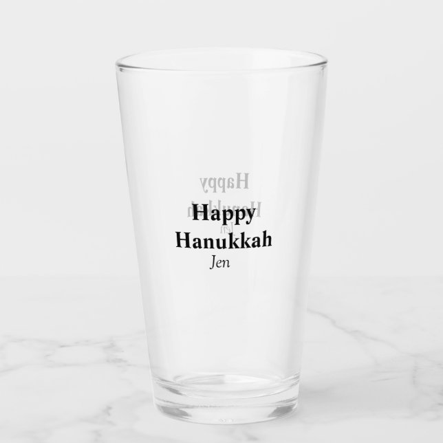 Happy Hanukkah your name text image editable  Glass (Front)