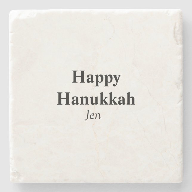 Happy Hanukkah your name text image editable  Stone Coaster (Front)