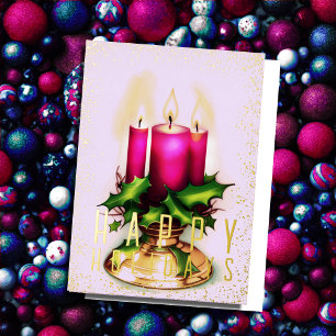 Happy Haolidays Watercolor Candle Holiday Card